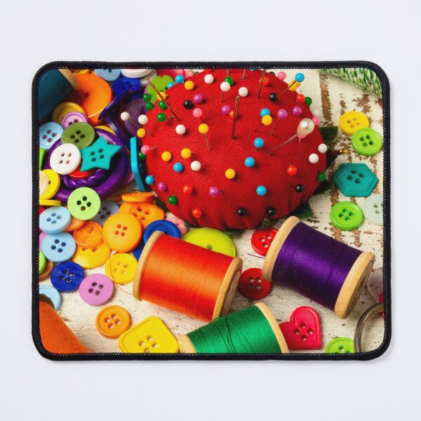 Item preview, Red Pincushion And Thread With Buttons designed and sold by Garry Gay.