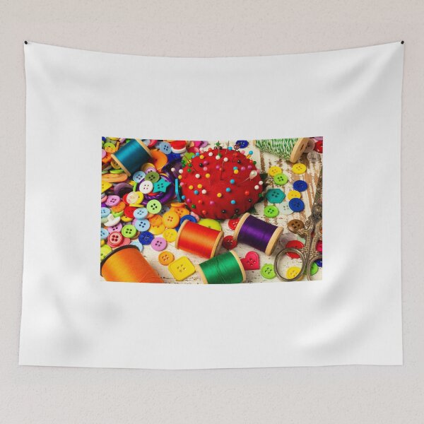 Item preview, Red Pincushion And Thread With Buttons designed and sold by Garry Gay.