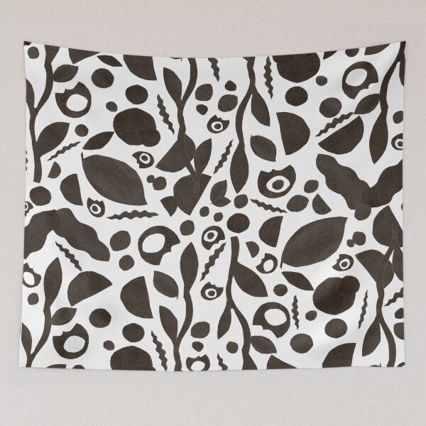 Item preview, Modern Abstract Black and White Blob Collage  designed and sold by MoonlightMoth.