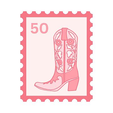 Artwork thumbnail, The Wild West Blushes: Pink Cowboy Boot Stamp Sticker by avafrances