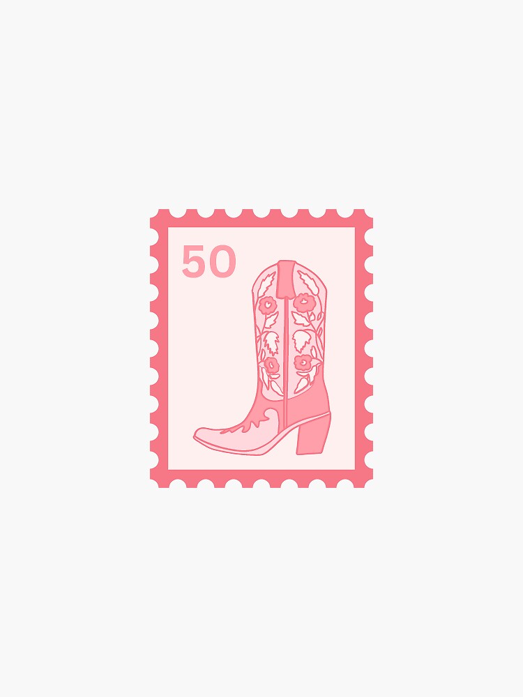 Thumbnail 3 of 3, Sticker, The Wild West Blushes: Pink Cowboy Boot Stamp Sticker designed and sold by avafrances.