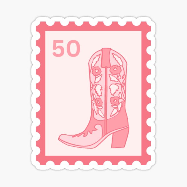 The Wild West Blushes: Pink Cowboy Boot Stamp Sticker Sticker