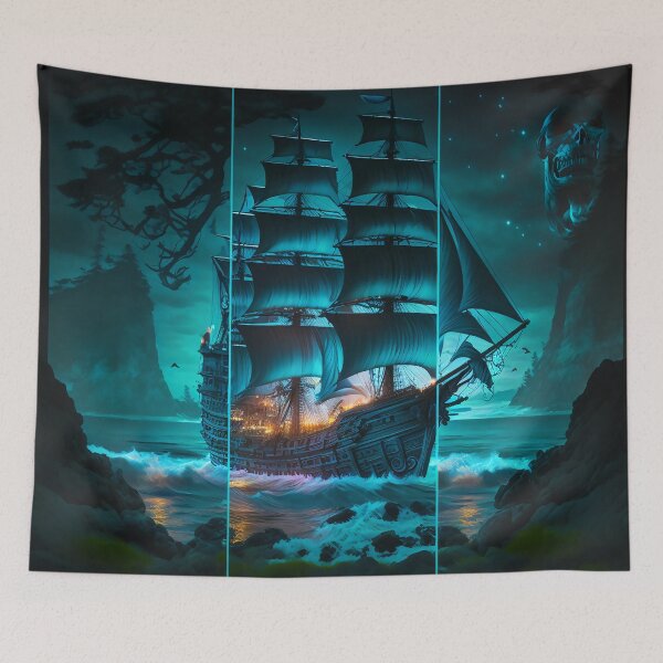 Item preview, Pirate Ship with Skull Back round  designed and sold by Chillshayed.