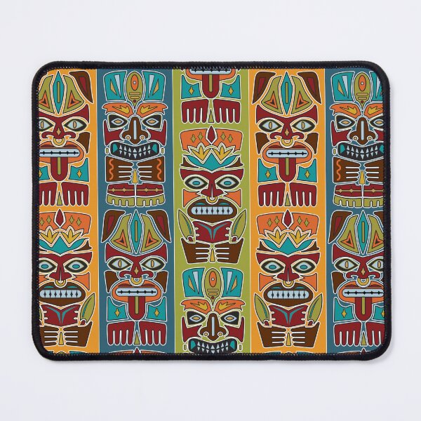 Item preview, Tiki Totem Pattern teal olive orange designed and sold by jeff-jones.