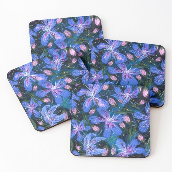 Item preview, Blue and Pink Cool Toned Stargazer Lilies  designed and sold by MoonlightMoth.