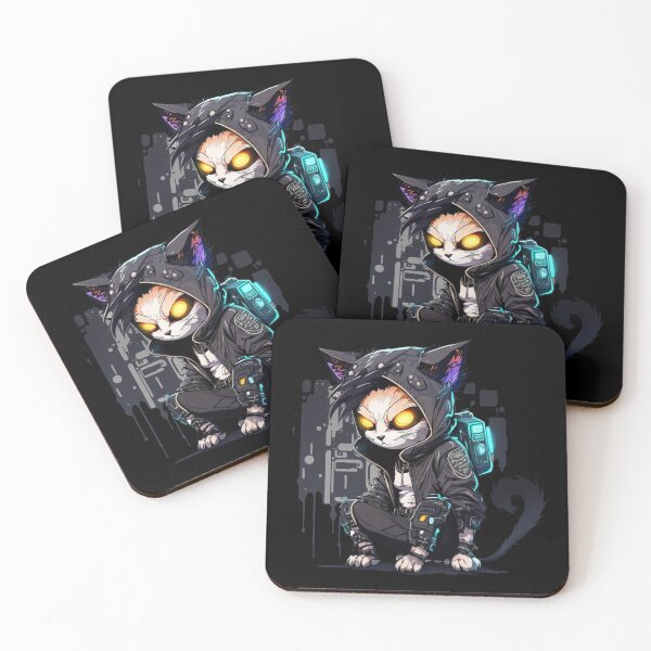 Item preview, Hacker Cat Cyberpunk Dark Design (For Dark Background) designed and sold by Shaani.