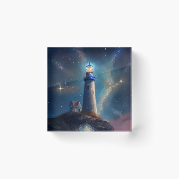 Item preview, The starry lighthouse, Lighthouse, Watercolor Painting designed and sold by Christophe Henin.