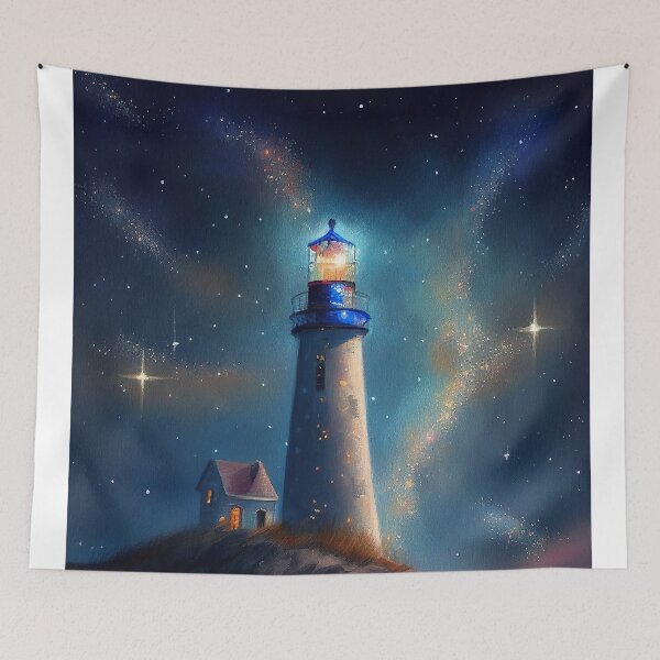 Item preview, The starry lighthouse, Lighthouse, Watercolor Painting designed and sold by Christophe Henin.
