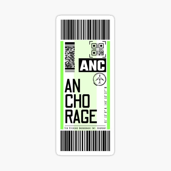 "ANCHORAGE ANC alaska classic luggage tag airport stickers" Sticker for Sale by LeddsoDello