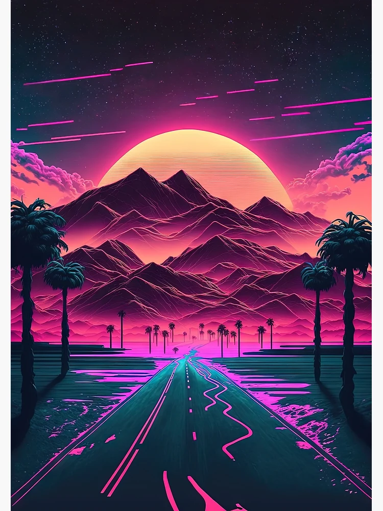 Neon Sunrise Over the Mountains | Poster