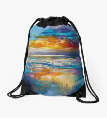 Liquid Cyan Drawstring Bag