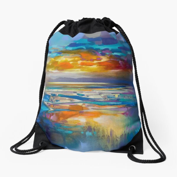 Liquid Cyan Drawstring Bag