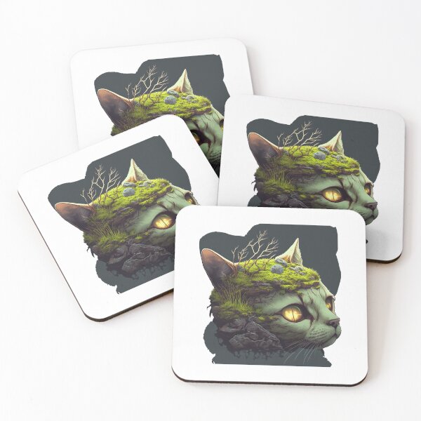 Item preview, Cat head with moss, Sticker designed and sold by SkullandKitten.