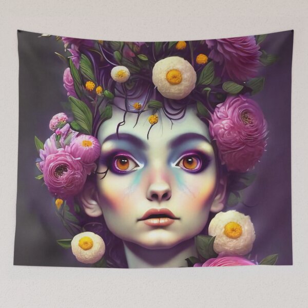 Item preview, Zyla Flowery Girl Portrait  designed and sold by Kamiri.