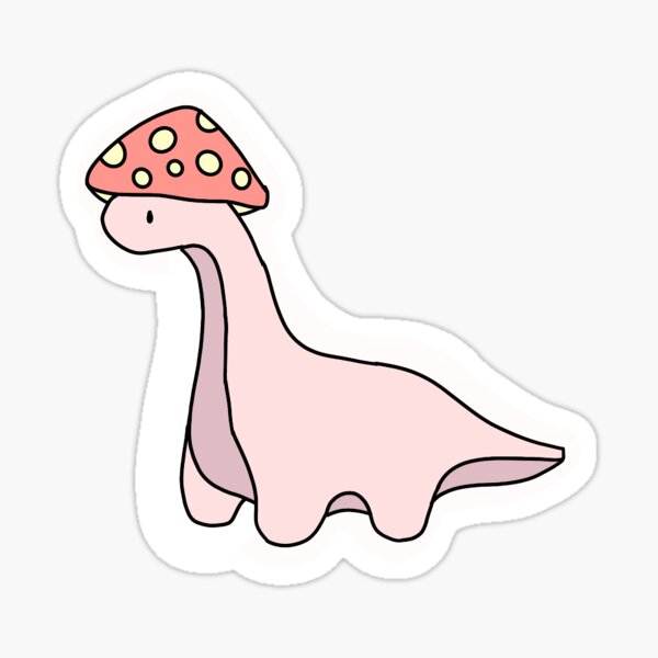 Artikel-Vorschau von einfacher süßer rosa Dinosaurier der einen Pilzhut trägt, designt und verkauft von peachteaboba.