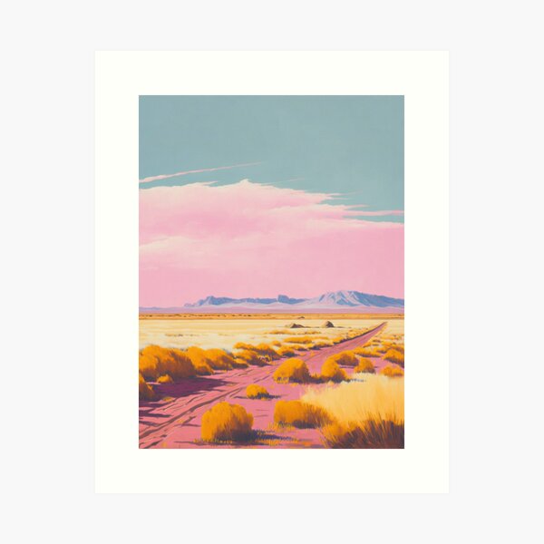 Item preview, The Home Road Art Vintage Poster Pink Pastel Retro designed and sold by PinkNomad.