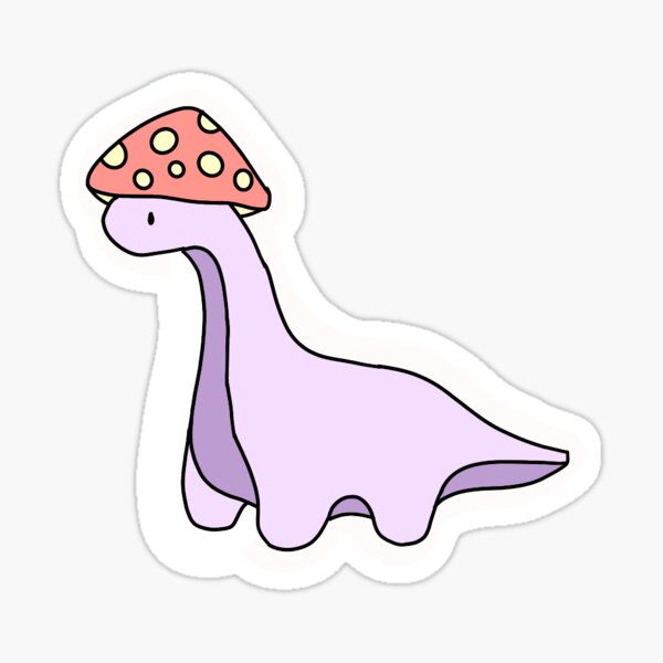 Artikel-Vorschau von einfacher lila niedlicher Dinosaurier, der einen entzückenden Pilzhut trägt, designt und verkauft von peachteaboba.