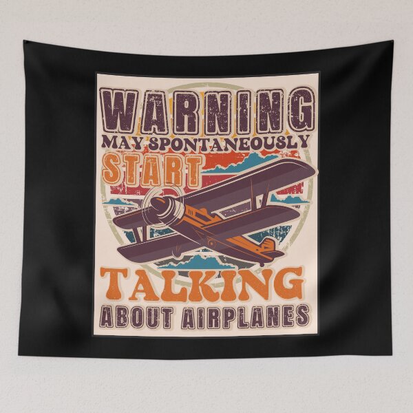 Artikelvorschau, WARNUNG KANN SPONTAN BEGINNEN, ÜBER FLUGZEUG-RETRO-POSTER ZU REDEN entworfen und verkauft von HomeCoquette.