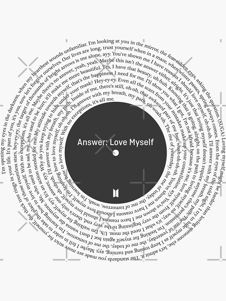 Bts Answer Love Myself Lyric Vinyl Black Sticker For Sale By Llio