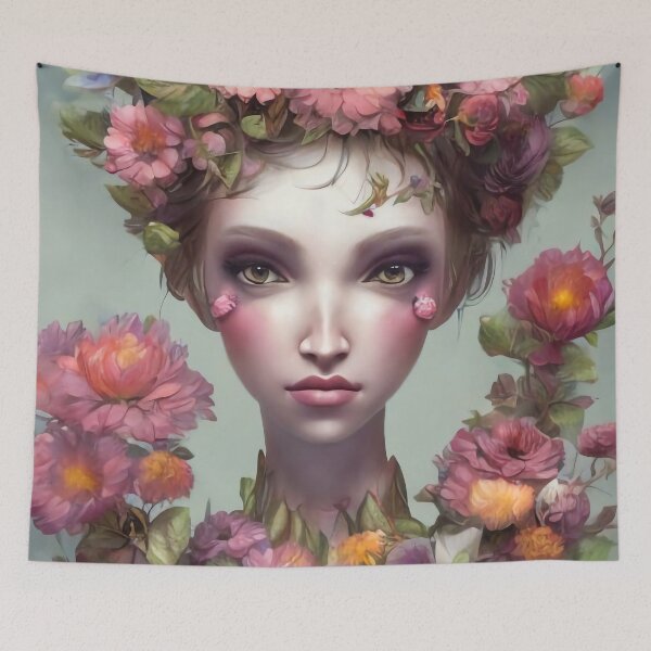 Item preview, Zaina Flowery Girl Portrait  designed and sold by Kamiri.