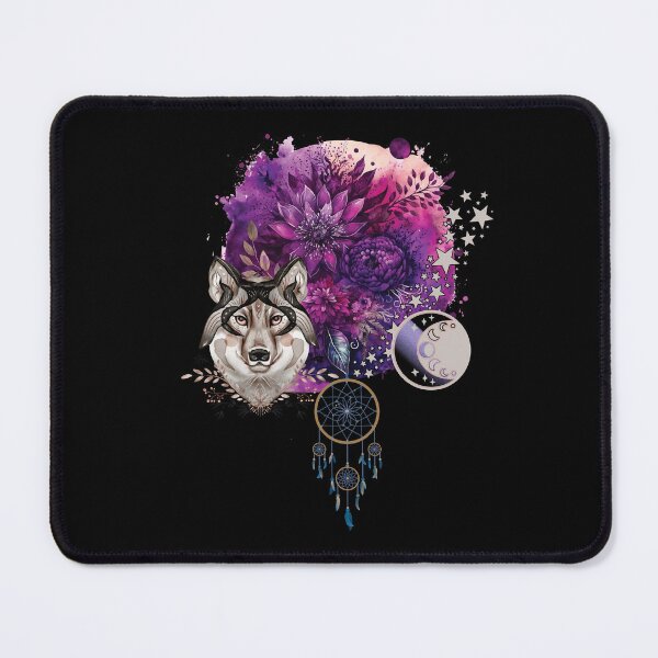Item preview, Wolf Spirit Animal Dream Catcher Moon Phases designed and sold by ColorfulMystic.