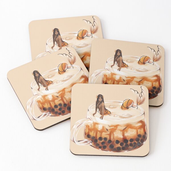 Item preview, Brown Sugar Tea Boba Mermaid Art designed and sold by QuietChiaro.