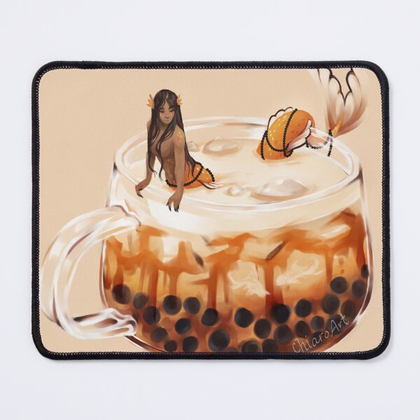 Item preview, Brown Sugar Tea Boba Mermaid Art designed and sold by QuietChiaro.