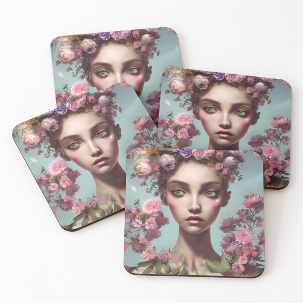 Item preview, Zayda Flowery Girl Portrait  designed and sold by Kamiri.