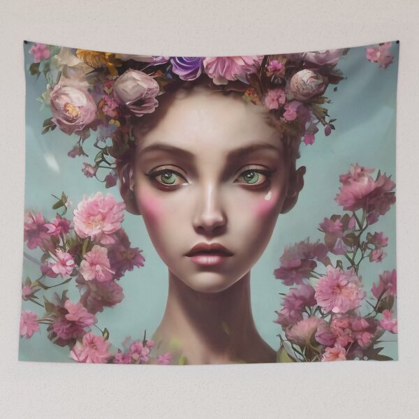 Item preview, Zayda Flowery Girl Portrait  designed and sold by Kamiri.