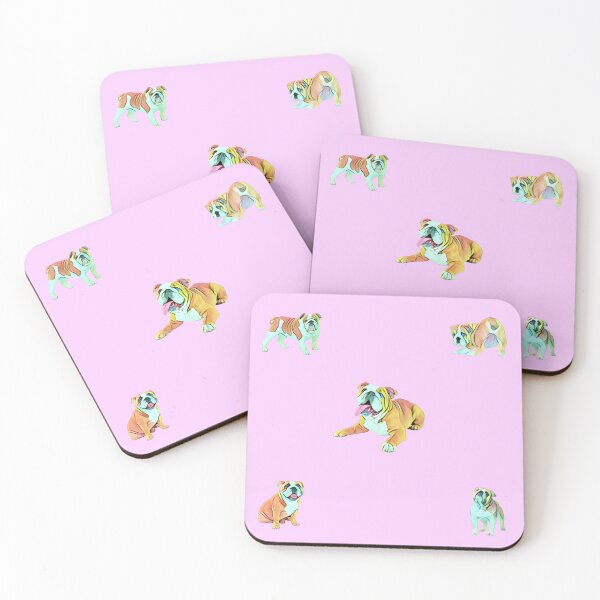 Item preview, Stocky Bulldog Mix Pattern sticker pack - Pink designed and sold by Dude  Stuff.