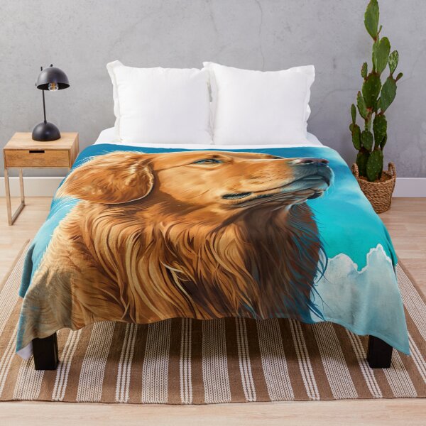 Item preview, Golden Retriever Curious Dog Open Sky Illustration designed and sold by unrealartwork.