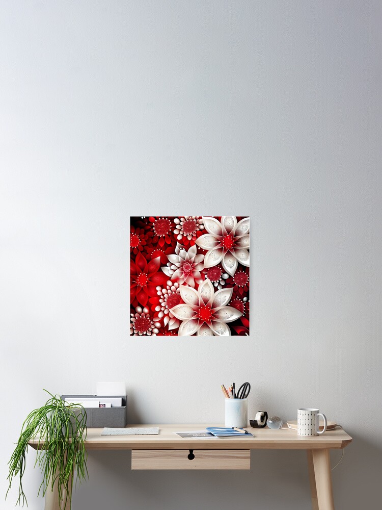 Imagen 2 de 3, Póster con la obra Luxury Flowers Abstract Pattern in Gold, Red, Black, diseñada y vendida por HiArtify.