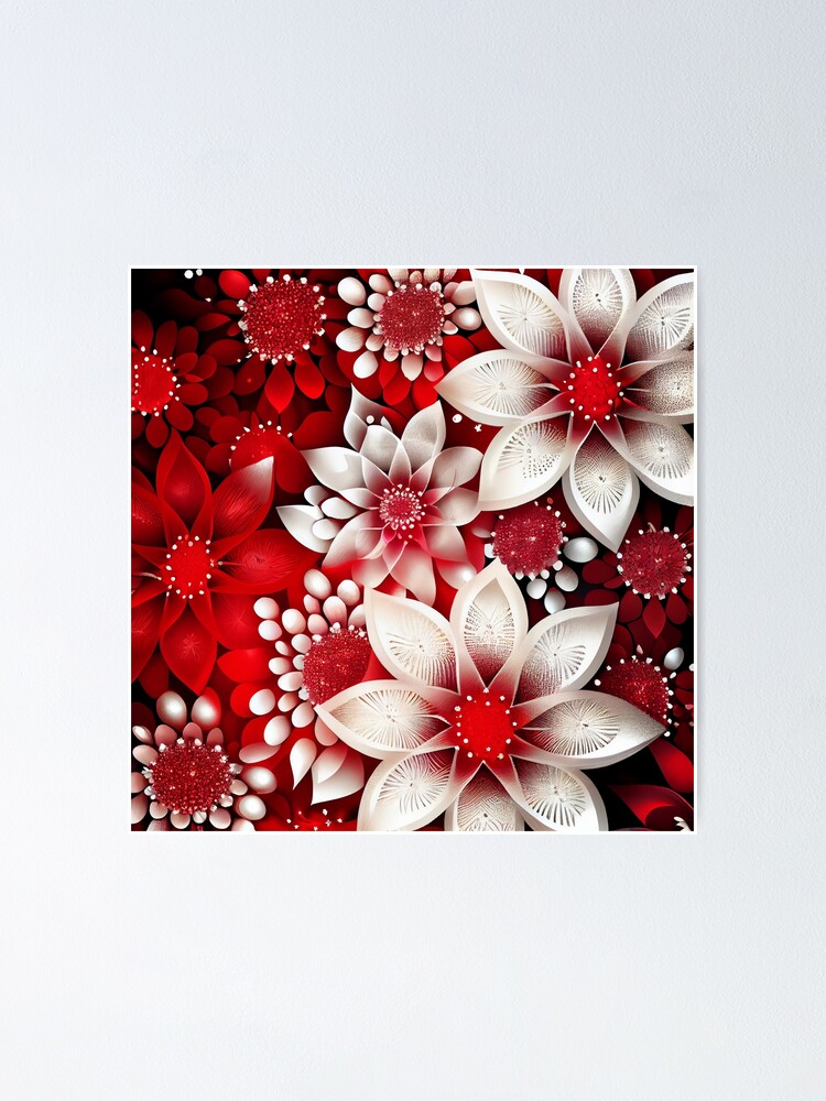 Imagen 1 de 3, Póster con la obra Luxury Flowers Abstract Pattern in Gold, Red, Black, diseñada y vendida por HiArtify.