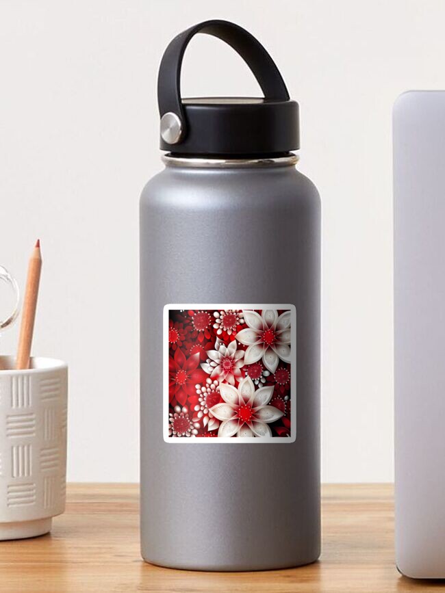 Imagen 1 de 3, Pegatina con la obra Luxury Flowers Abstract Pattern in Gold, Red, Black, diseñada y vendida por HiArtify.