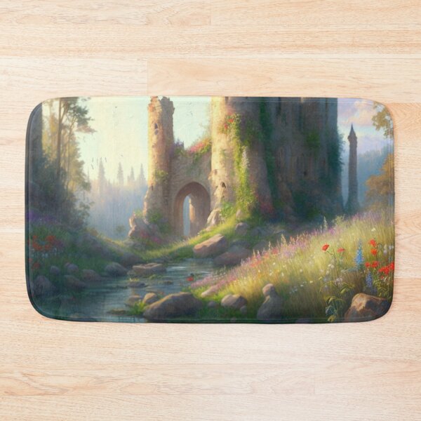 Item preview, Castle ruins near a stream with wildflowers designed and sold by JoepshLSio.
