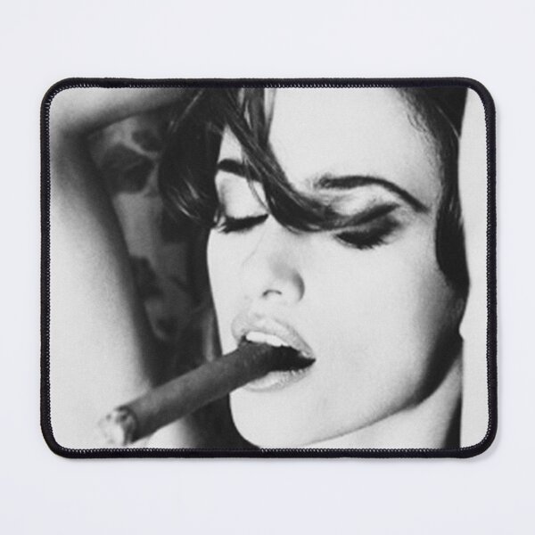 Item preview, Penelope Cruz Smoking - Black and White Woman Smoking Cigar Photography designed and sold by HoneymoonHotel.