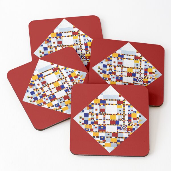 Item preview, Mondrian Victory Boogie Woogie Neo-Plasticism Abstract Art Red Background designed and sold by Brasilia.