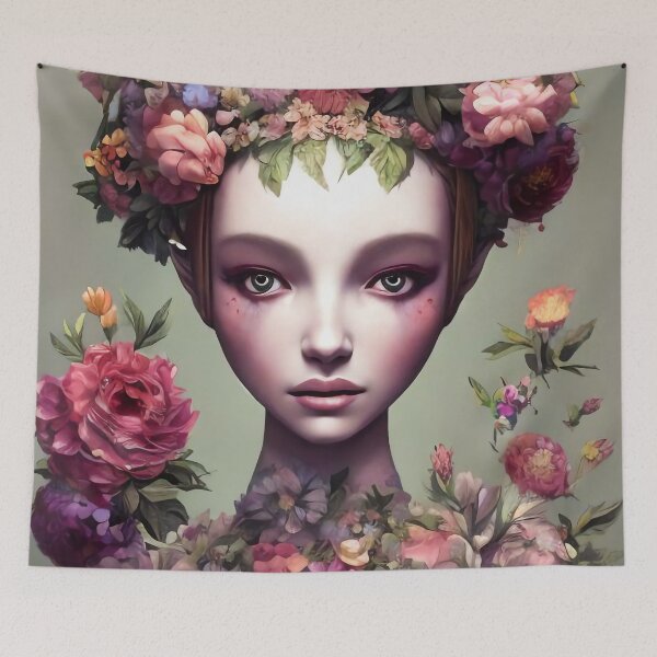 Item preview, Zaynab Flowery Girl Portrait  designed and sold by Kamiri.