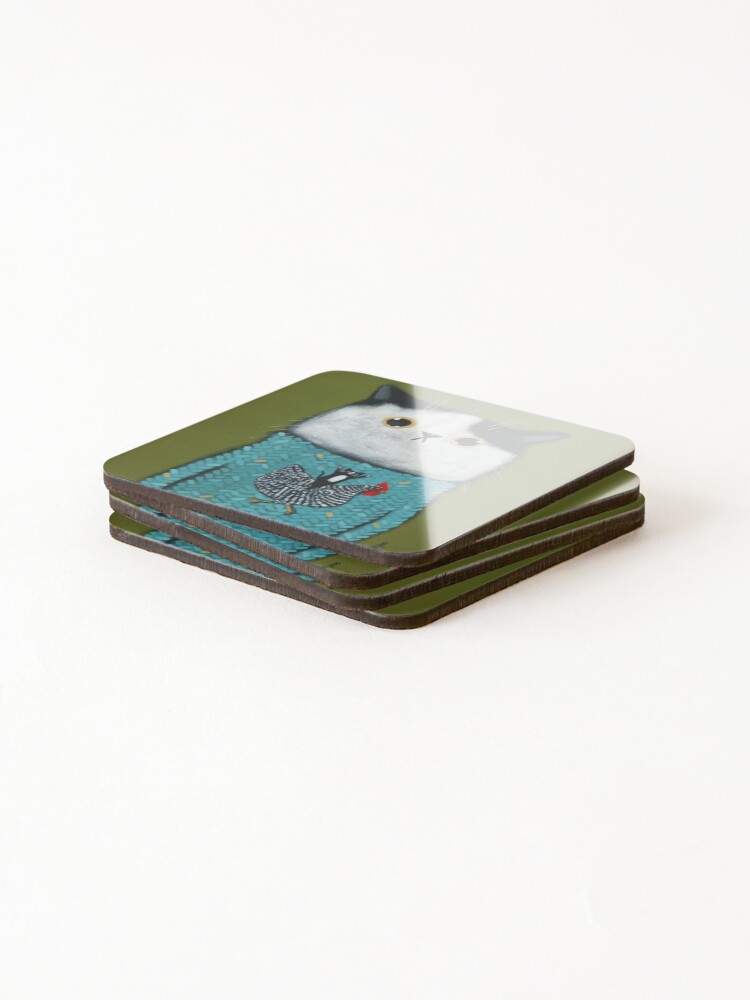 Thumbnail 4 of 5, Coasters (Set of 4), Chicken Sweater designed and sold by kilkennycat.