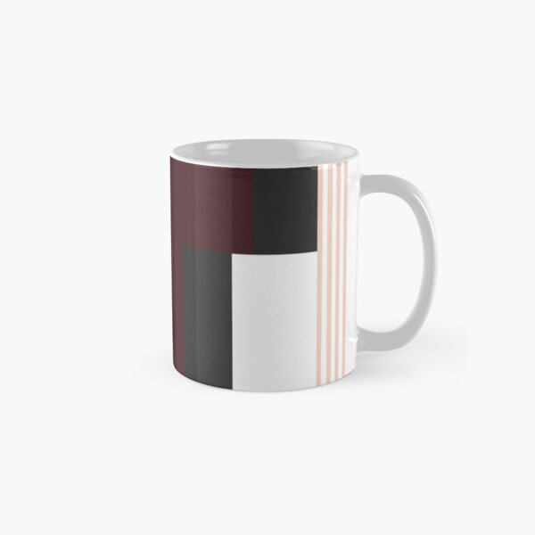 Deco Accent Striped Burgundy Charcoal Geometric Pattern Classic Mug