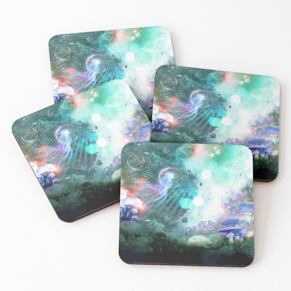 Item preview, Magic Mushrooms Cyan Underwater World designed and sold by MisprintArt.
