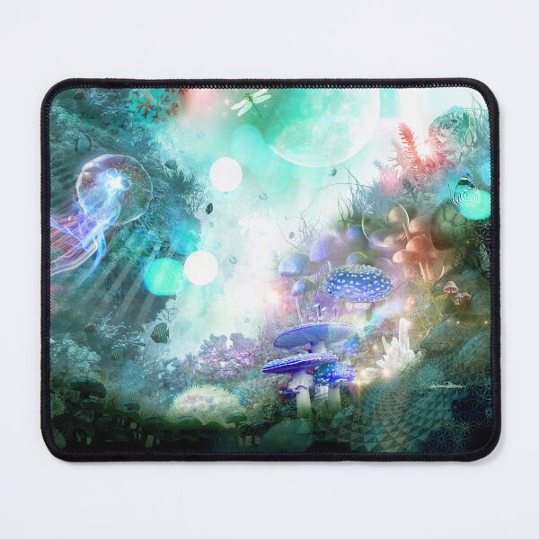 Item preview, Magic Mushrooms Cyan Underwater World designed and sold by MisprintArt.