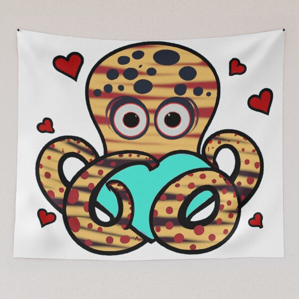 Item preview, Struck By Love, Lovestruck Octopus, a Cute gift for Valentines Day designed and sold by Color-Me-Blue.