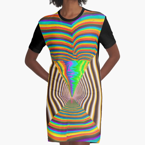 Psychedelic Hypnotic Visual Illusion Graphic T-Shirt Dress