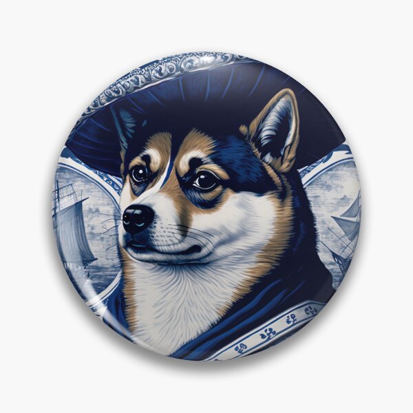 Item preview, Fancy explorer dog in blue tile designed and sold by estrucida.