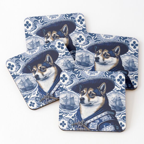 Item preview, Fancy explorer dog in blue tile designed and sold by estrucida.