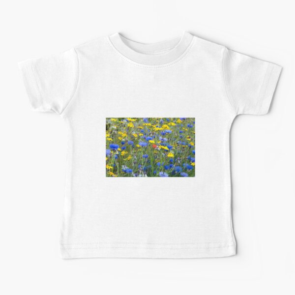 Blue Cornflowers and Yellow Daisies Baby T-Shirt