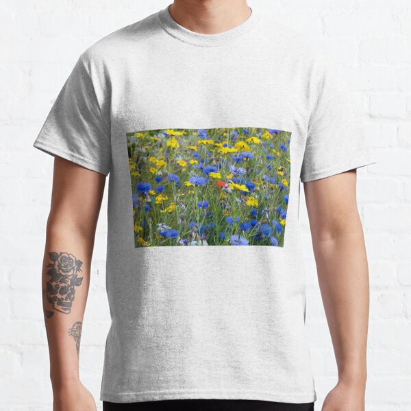 Blue Cornflowers and Yellow Daisies Classic T-Shirt