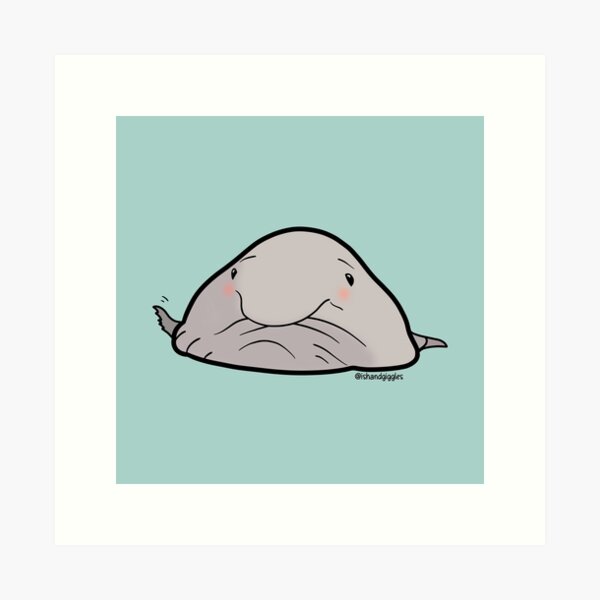 Blobfish Funny Deepsea Fish Vector Illustration In Doodle Style