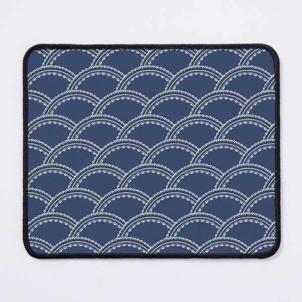 Item preview, Lace Scallops Fish Scale Pattern Navy and White designed and sold by Blue Daisy Studio.